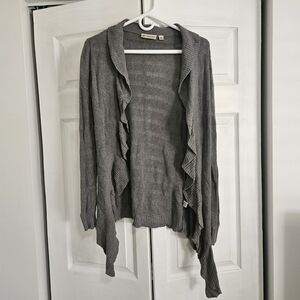 Versona Charcoal Ruffled Cardigan